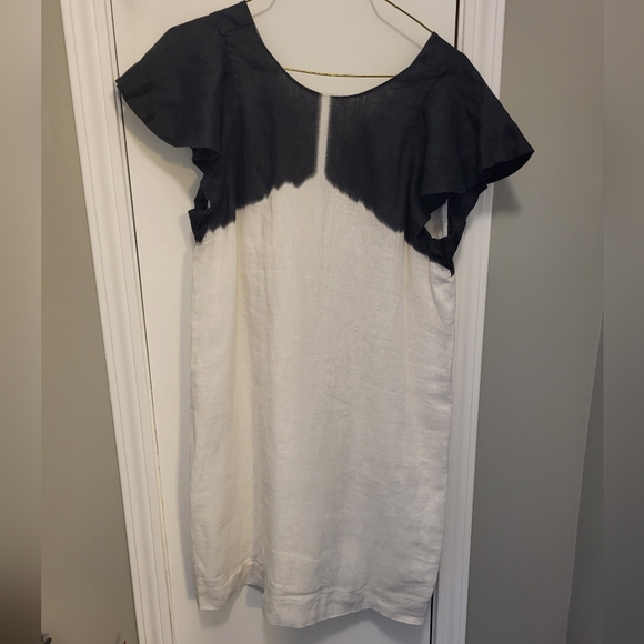 J Crew 100% Linen Dip Dyed Dress Size Small Black and White - Picture 4 of 8